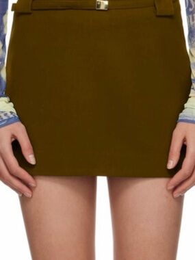 Dark Brown Mini Skirt with Belted Waist